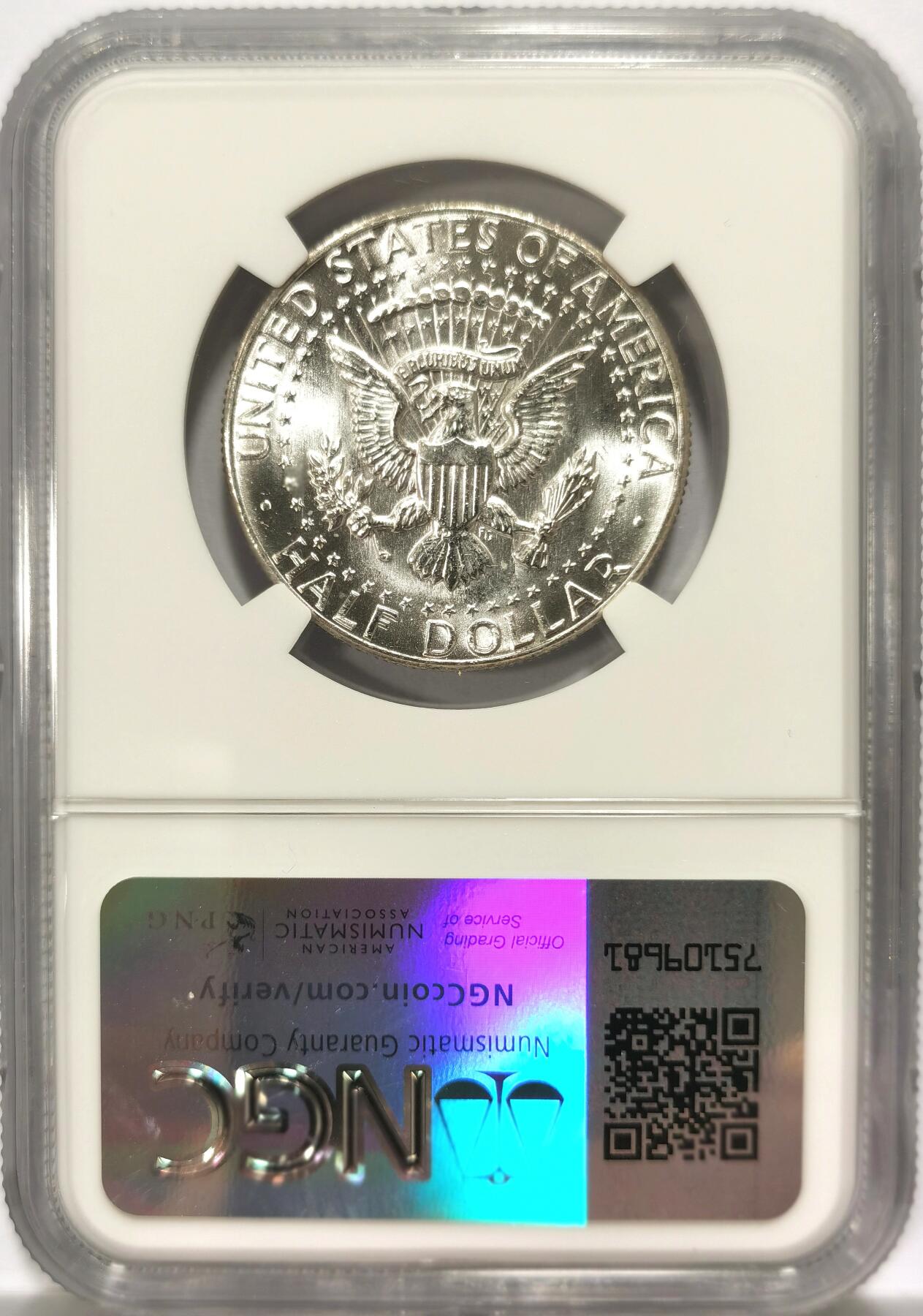 博洋堂世界钱币拍卖第104期（全场包邮） NGC MS66 美国1964年肯尼迪50美分银币，少见高分