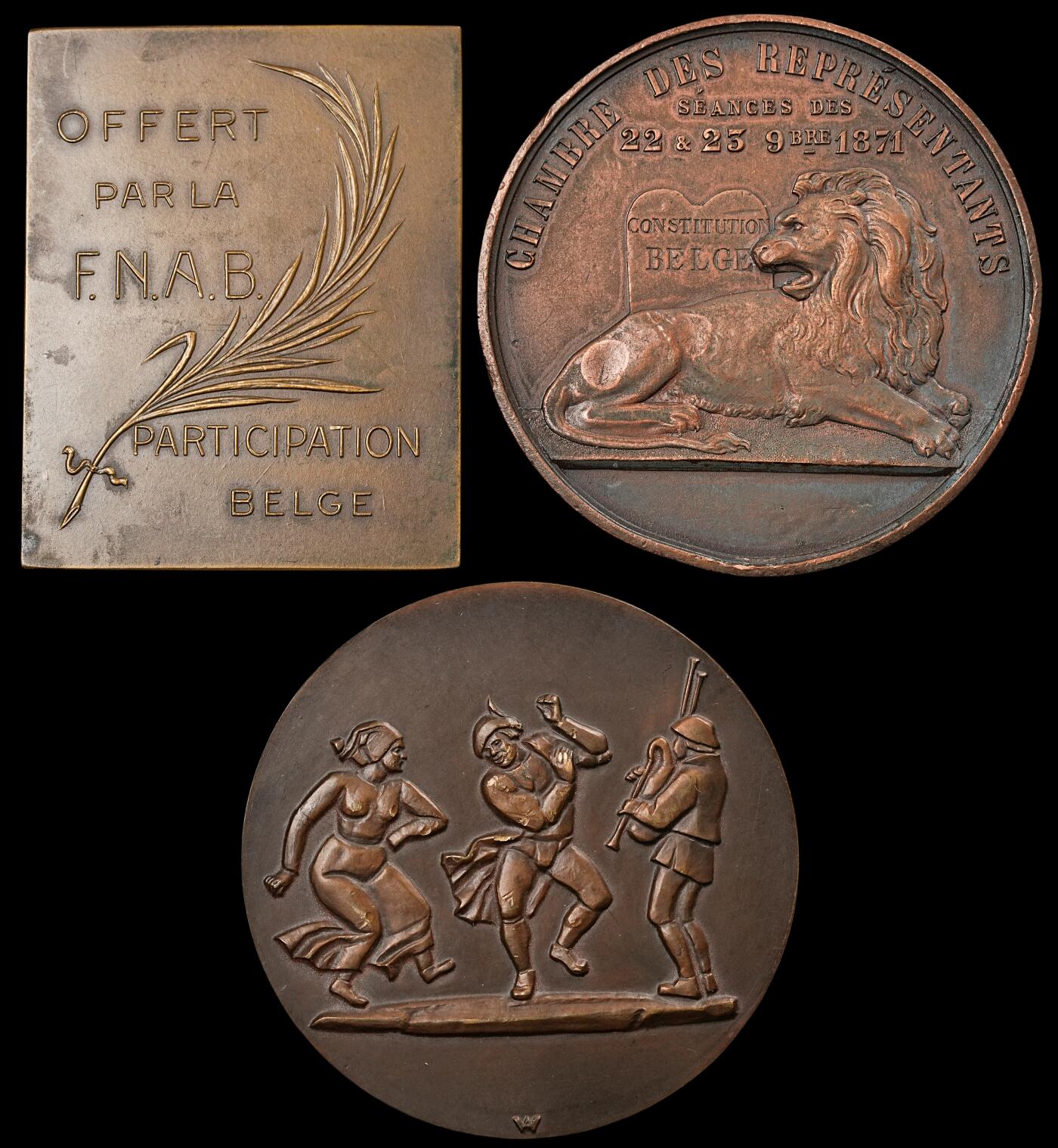 修遠堂世界钱币第五十一期 全场包邮 比利时近现代章牌一组 重286g