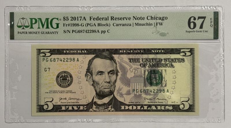 《外钞收藏家》第四百五十七期 2017年 5美元 PMG67EPQ