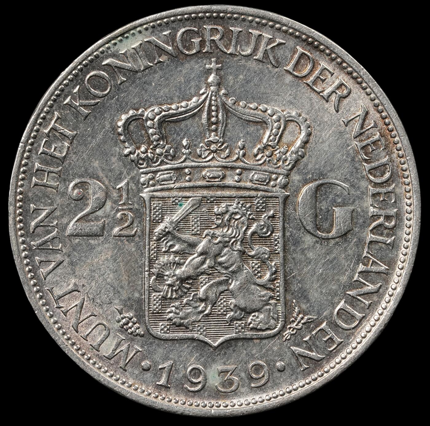 修遠堂世界钱币第五十一期 全场包邮 1939年荷兰2.5盾大银币 25g