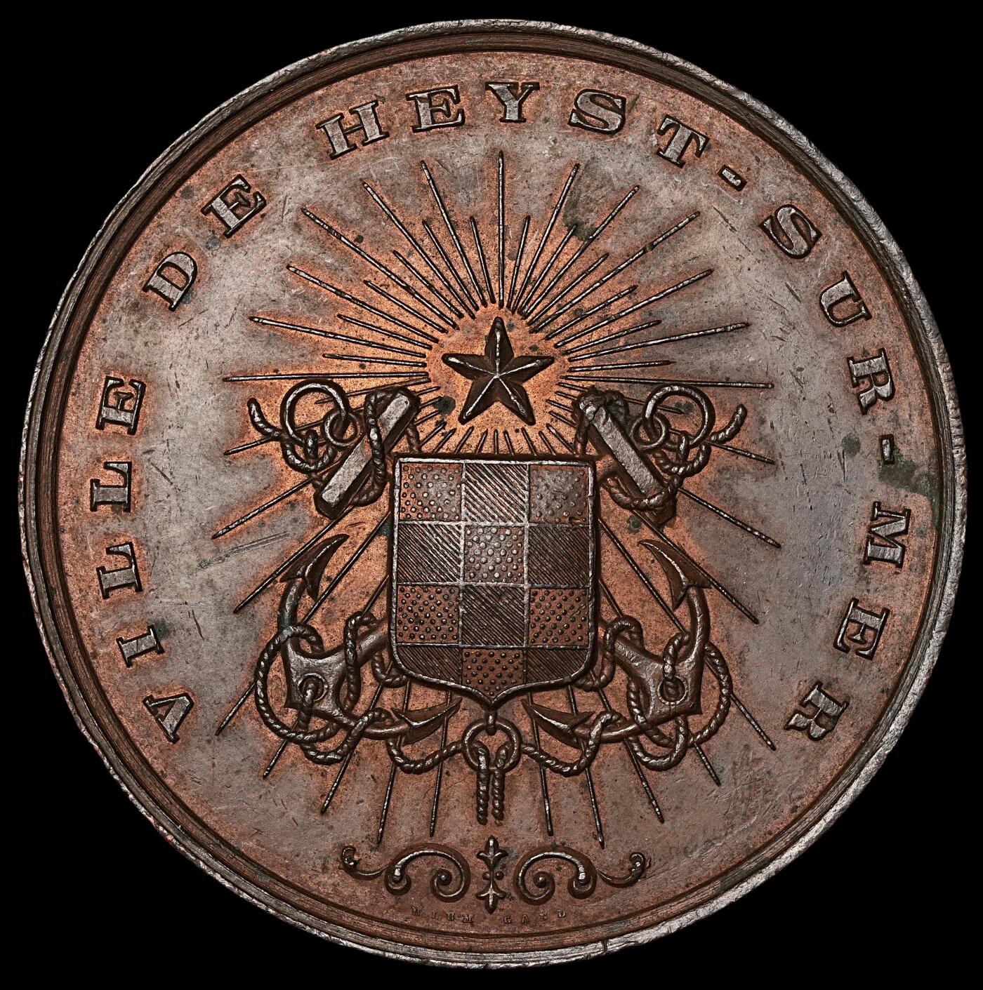修遠堂世界钱币第五十一期 全场包邮 1900年比利时大铜章 55.65mm，72.18g