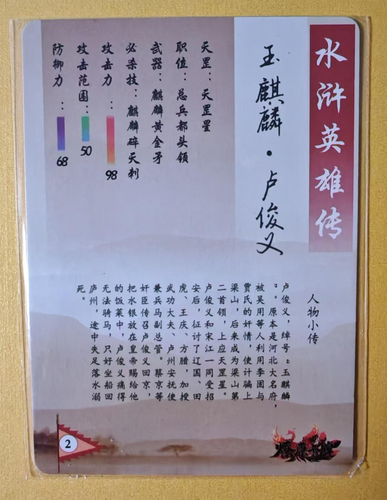 趣卡卡拍No.3期（无佣金免手续费，分享成交有奖） 【粗闪特卡】燎原卡牌-玉麒麟卢俊义