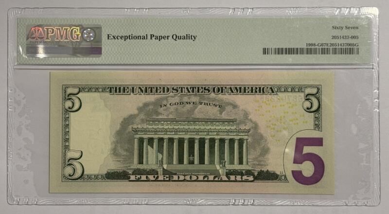 《外钞收藏家》第四百五十七期 2017年 5美元 PMG67EPQ