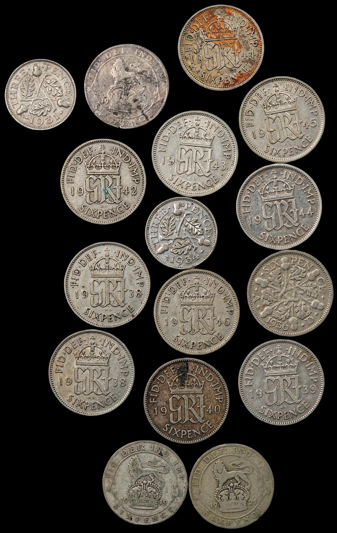 修遠堂世界钱币第五十一期 全场包邮 英国老银币一组 有几枚品烂 41g