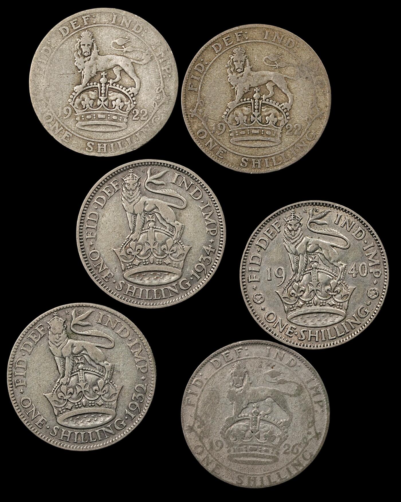 修遠堂世界钱币第五十一期 全场包邮 英国银先令一组 33.13g