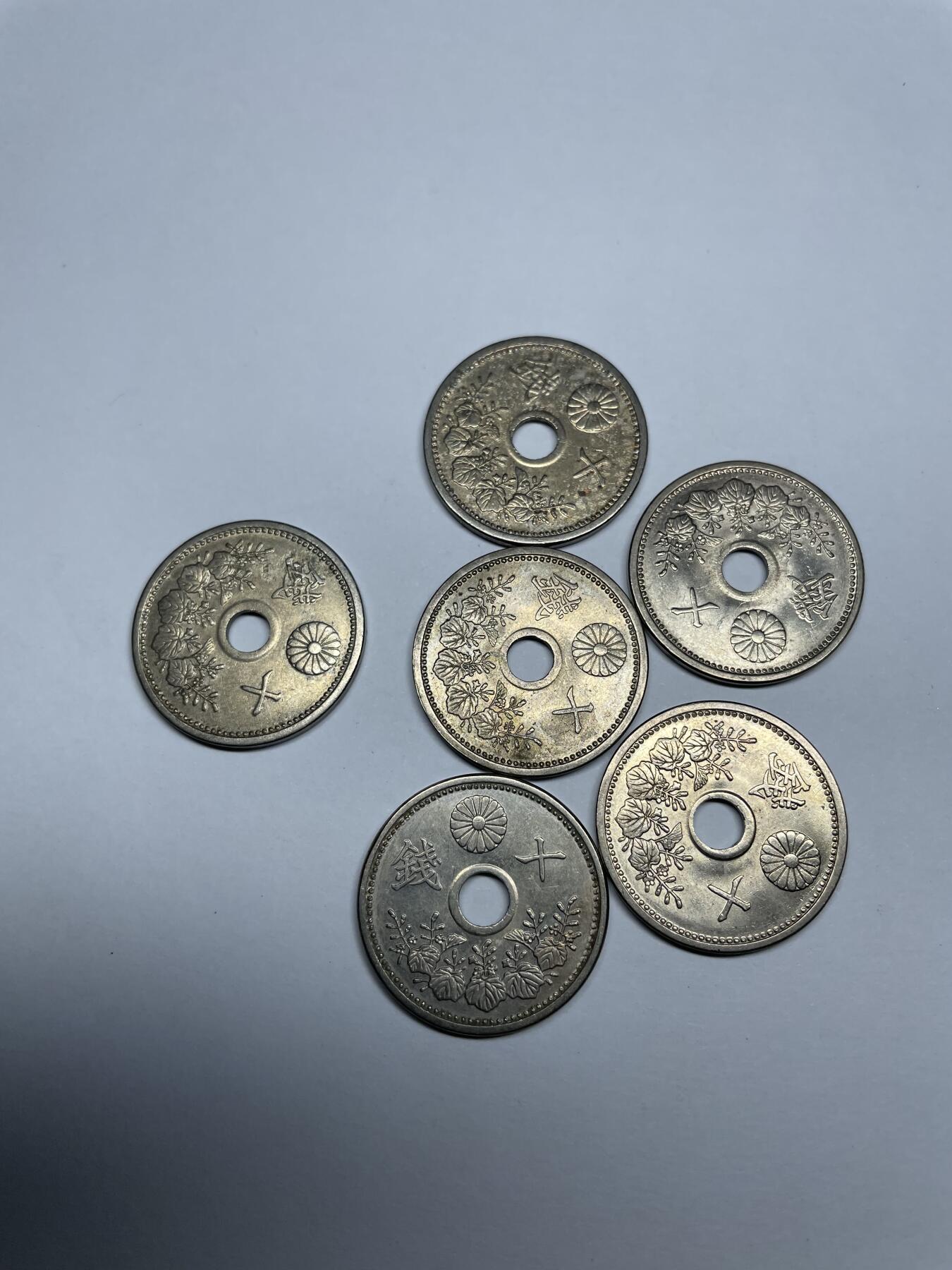每日一拍，2024年集古藏今外币拍卖第十九期-第7场—（总第187拍），可以寄存60天，满160元包邮。 白铜十钱6枚