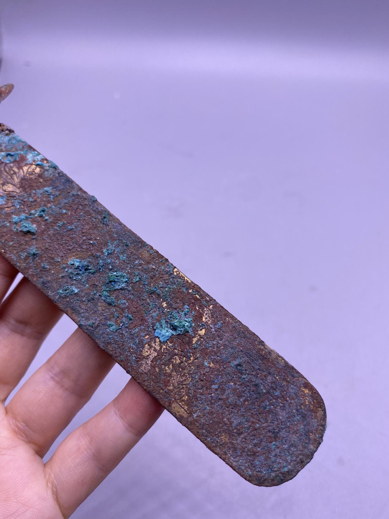 铜鎏金如意簪子，尺寸14.2厘米，未清理，品相如图，168包快递