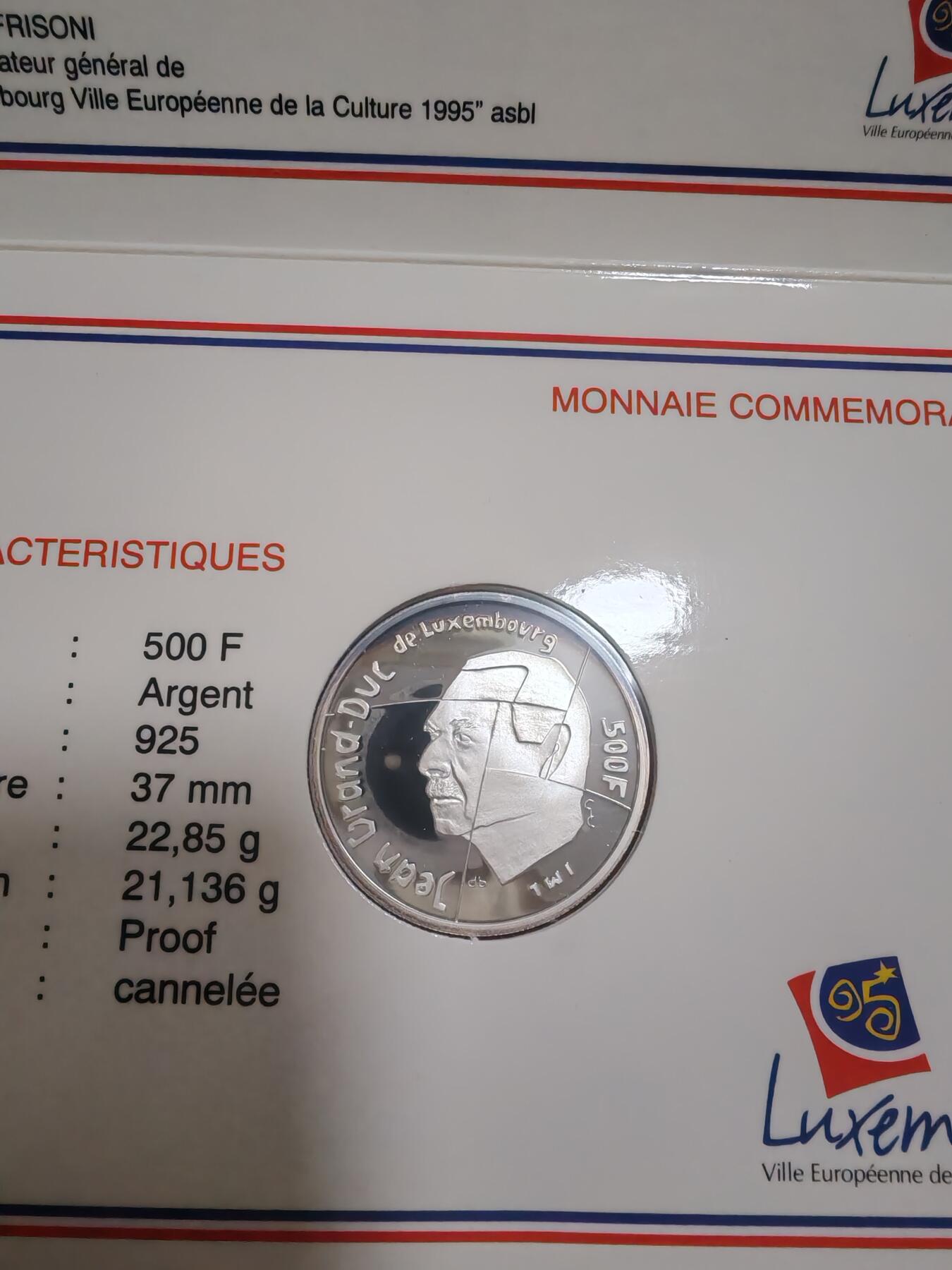 长老汇龙年精选第三十九场拍卖 1995卢森堡500法郎精制银币，卡装