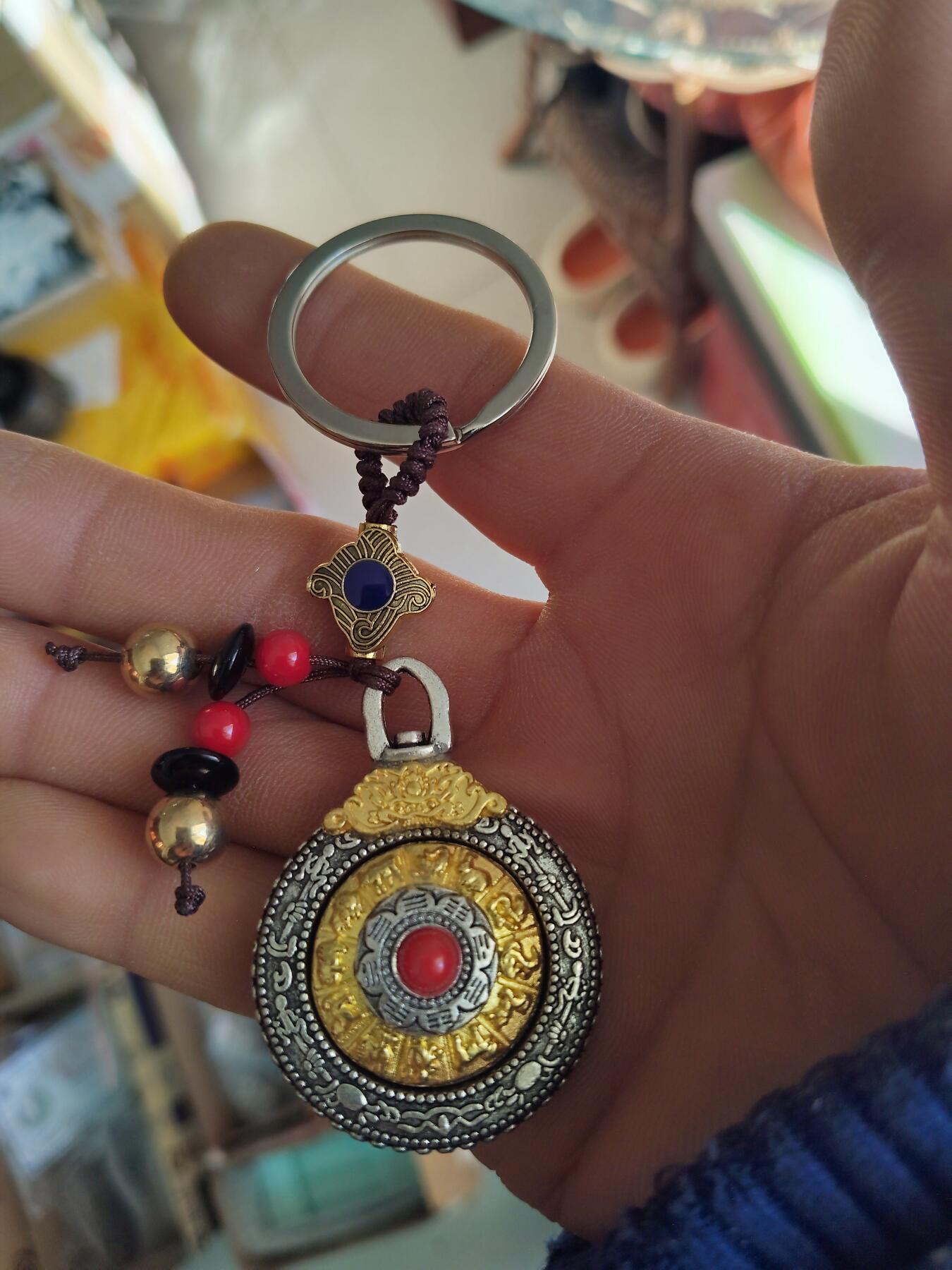 杂项专场 时来运转双面可旋转配十二生肖松石藏银