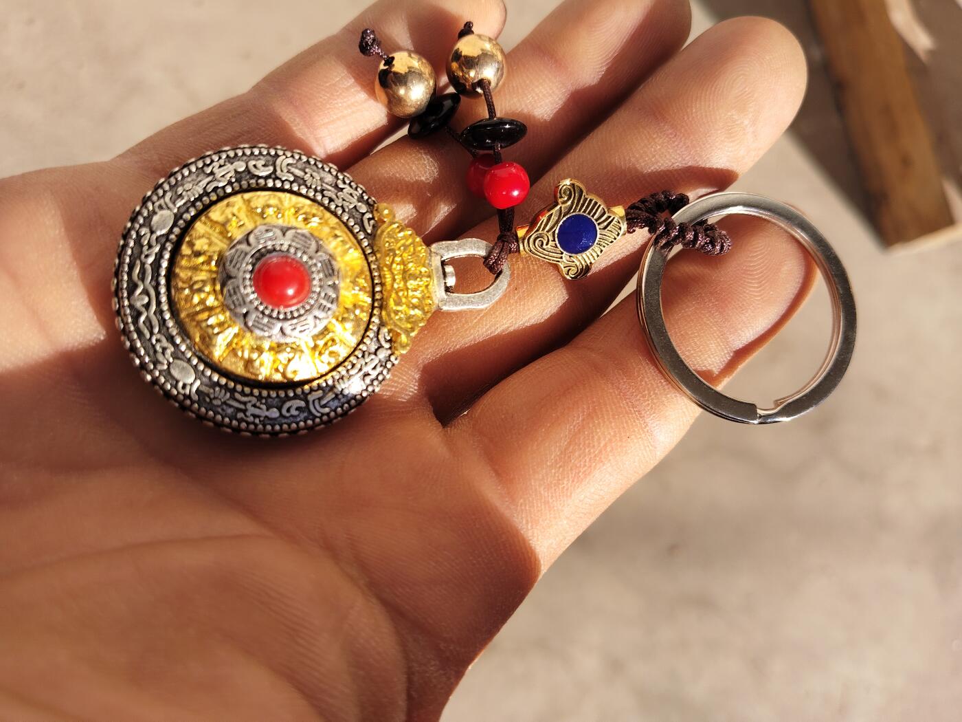 杂项专场 时来运转双面可旋转配十二生肖松石藏银