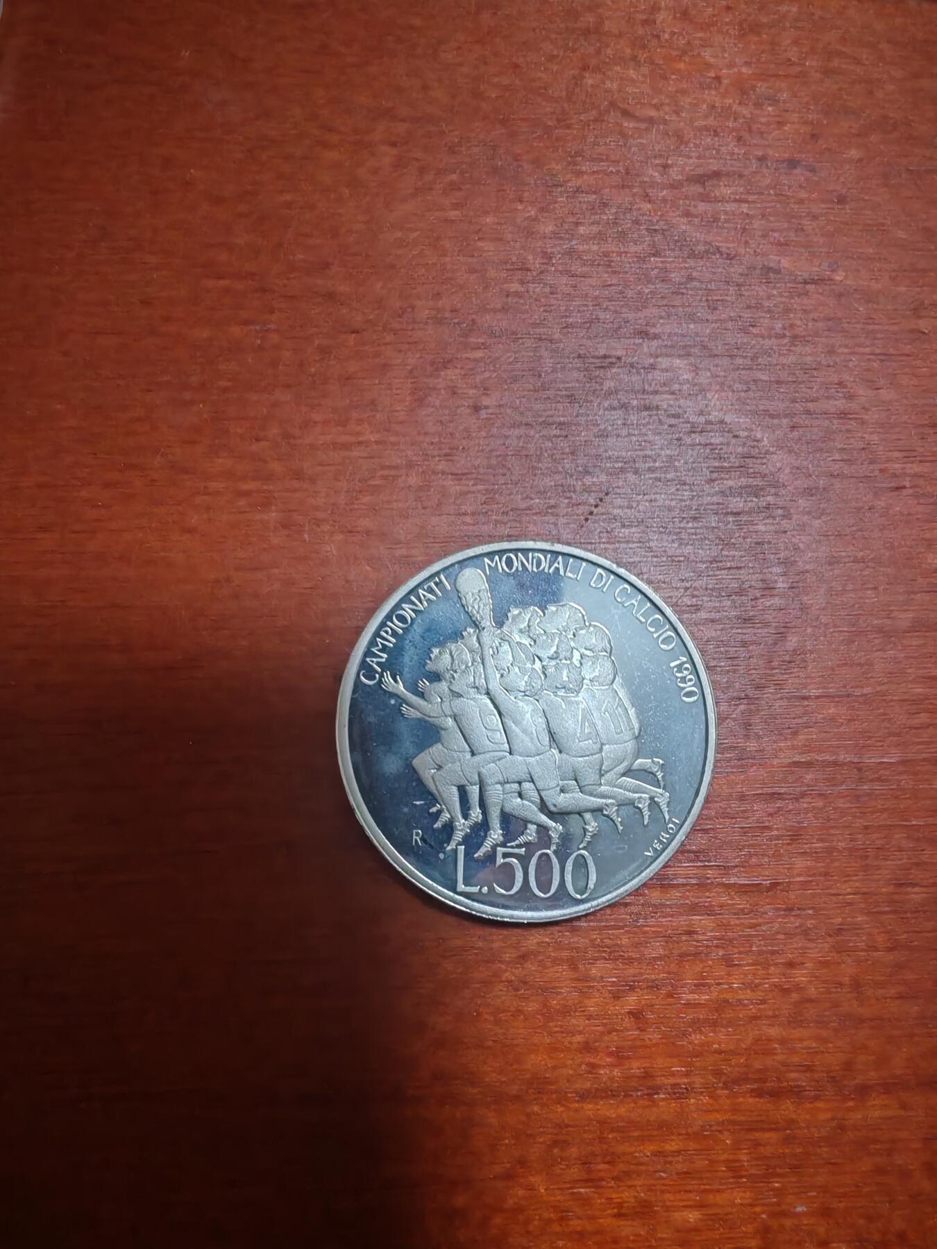 长老汇龙年精选第三十九场拍卖 1990圣马力诺世界杯500里拉精制银币