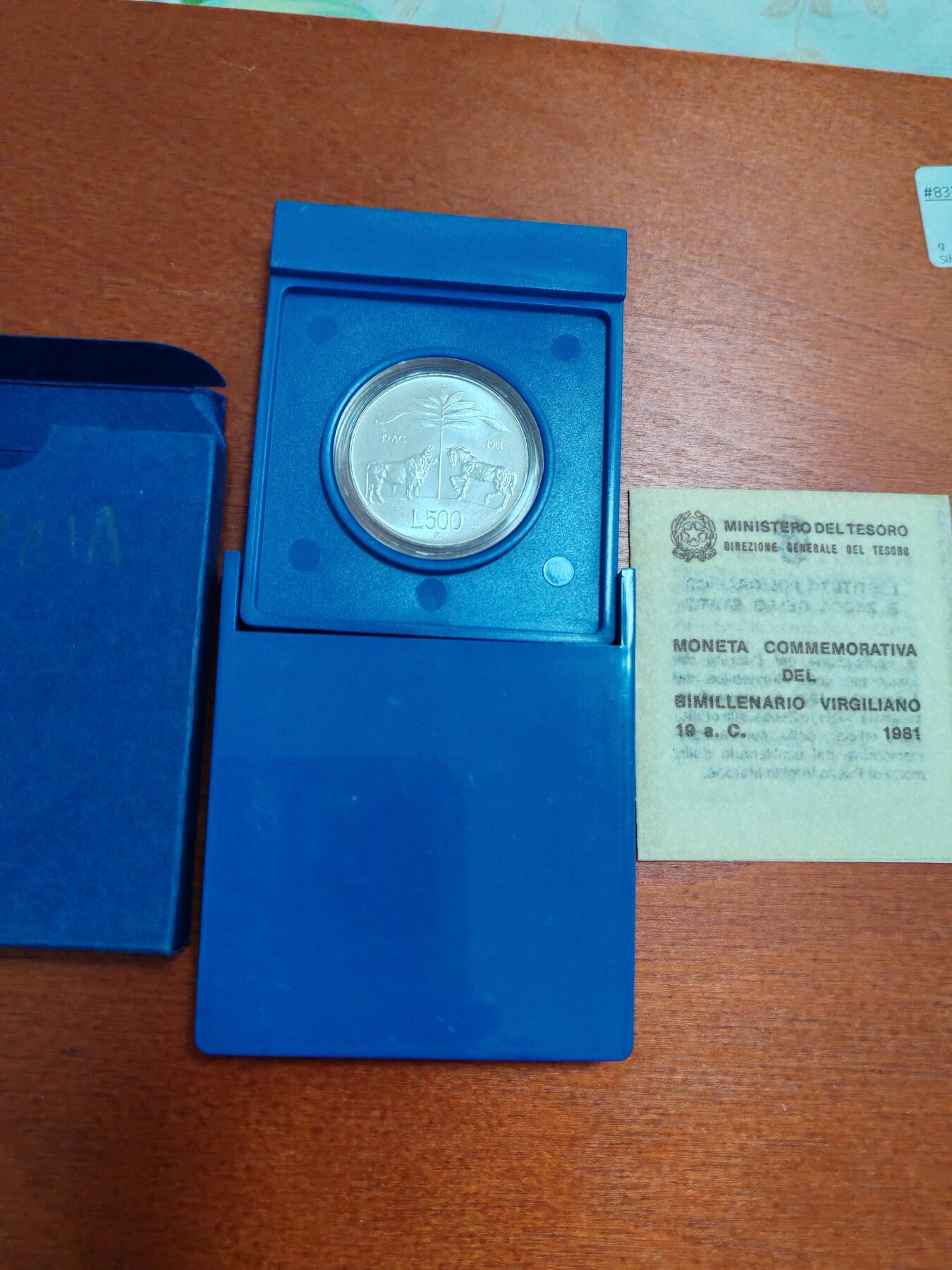 长老汇龙年精选第三十九场拍卖 1981意大利维吉尔逝世2000年500里拉银币，盒证全