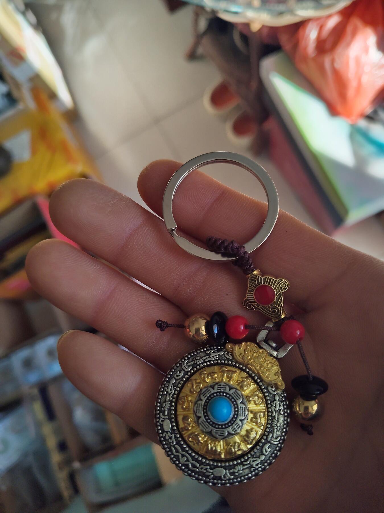 杂项专场 时来运转双面可旋转配十二生肖松石藏银