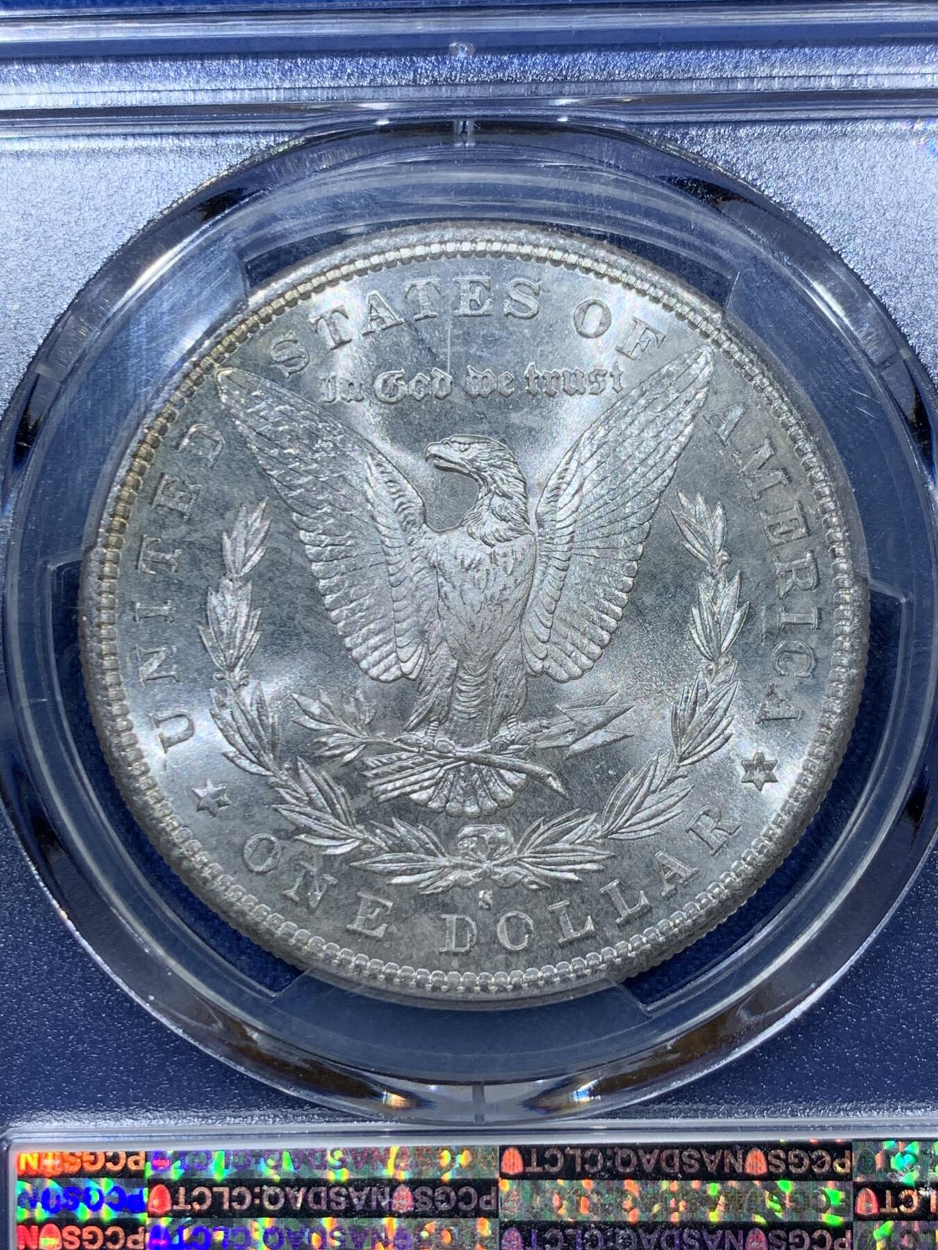 《竞宝斋》第341场 周日，周一，2场连拍 （全场包邮） PCGS MS65 美国1881-S摩根壹圆银币