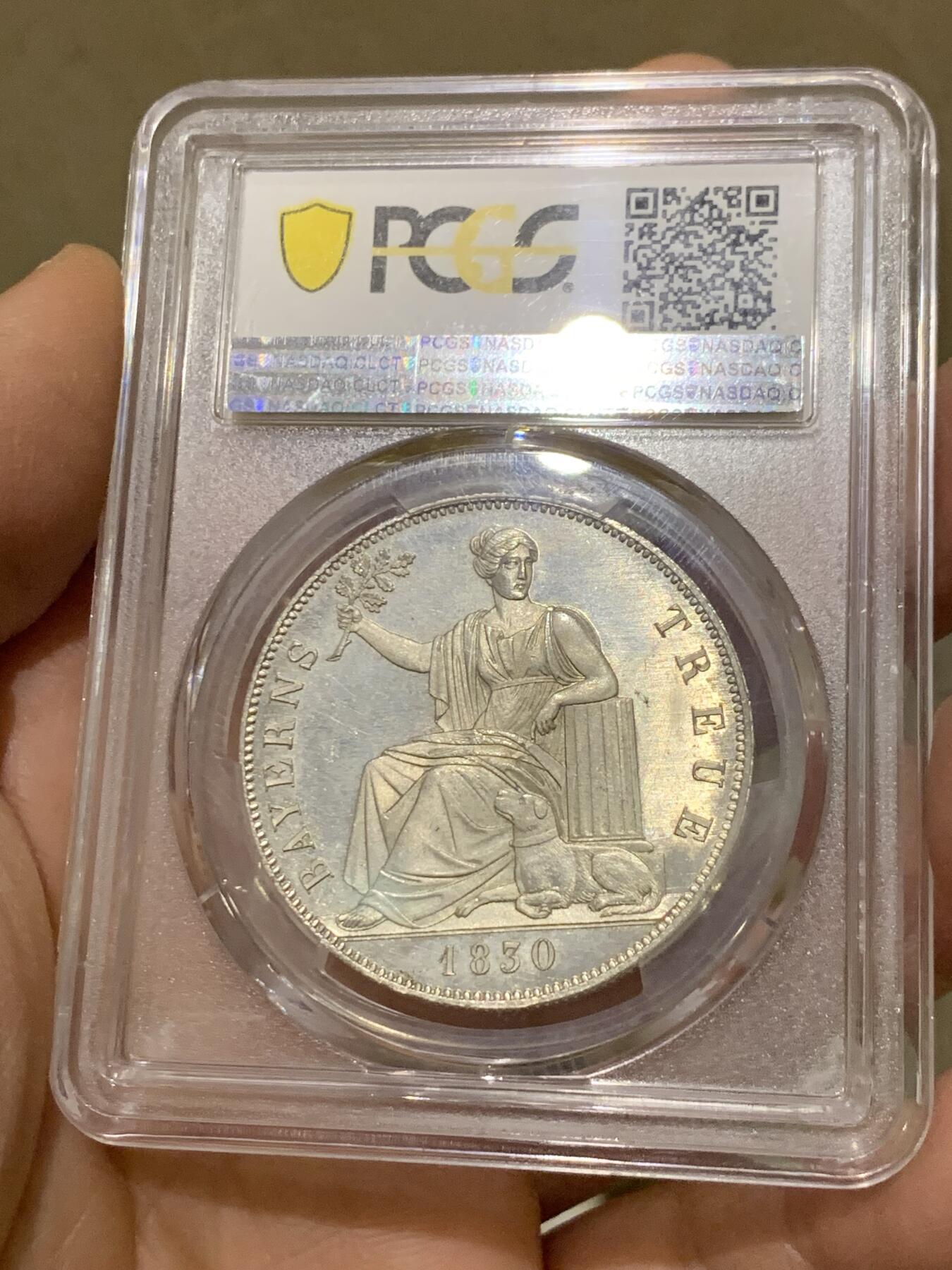 《竞宝斋》第341场 周日，周一，2场连拍 （全场包邮） PCGS MS64+  德国1830巴伐利亚路德维希一世忠于皇室历史泰勒 顶级BU品质 状态见视频吧 可与不求