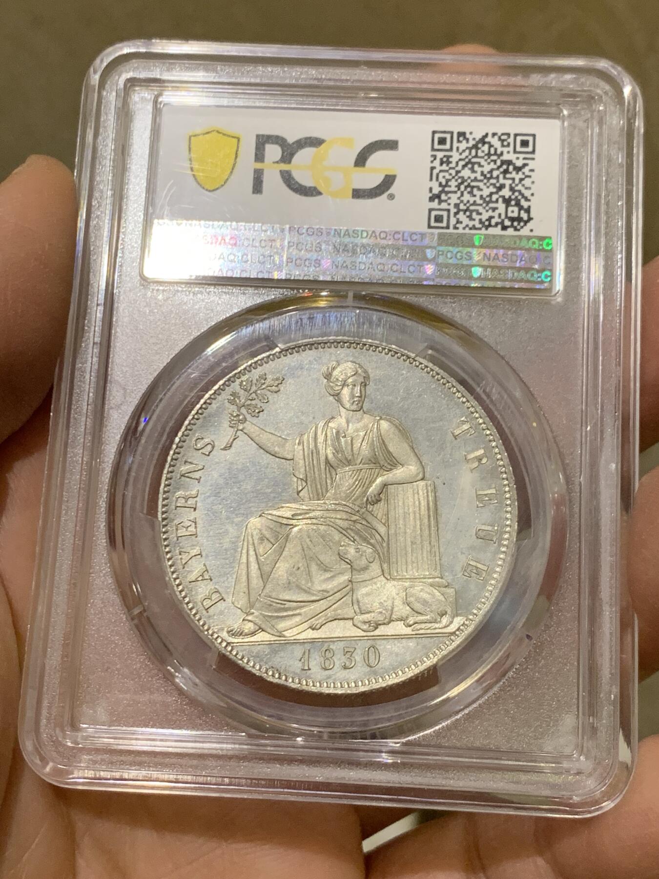《竞宝斋》第341场 周日，周一，2场连拍 （全场包邮） PCGS MS64+  德国1830巴伐利亚路德维希一世忠于皇室历史泰勒 顶级BU品质 状态见视频吧 可与不求