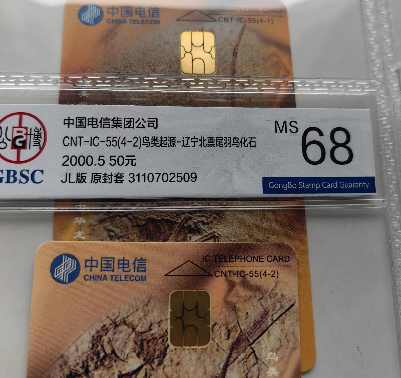 乐玩集藏第57期电话卡专场（12月30日20:00结拍） IC-55鸟化石 JL版公博68