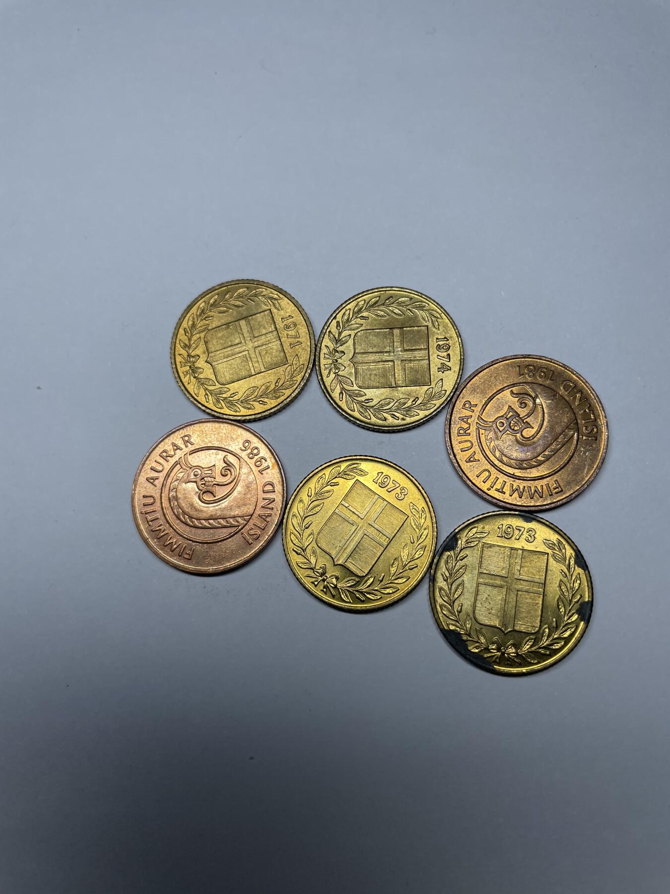 每日一拍，2024年集古藏今外币拍卖第十九期-第8场—（总第188拍），可以寄存60天，满160元包邮。 冰岛50奥拉6枚