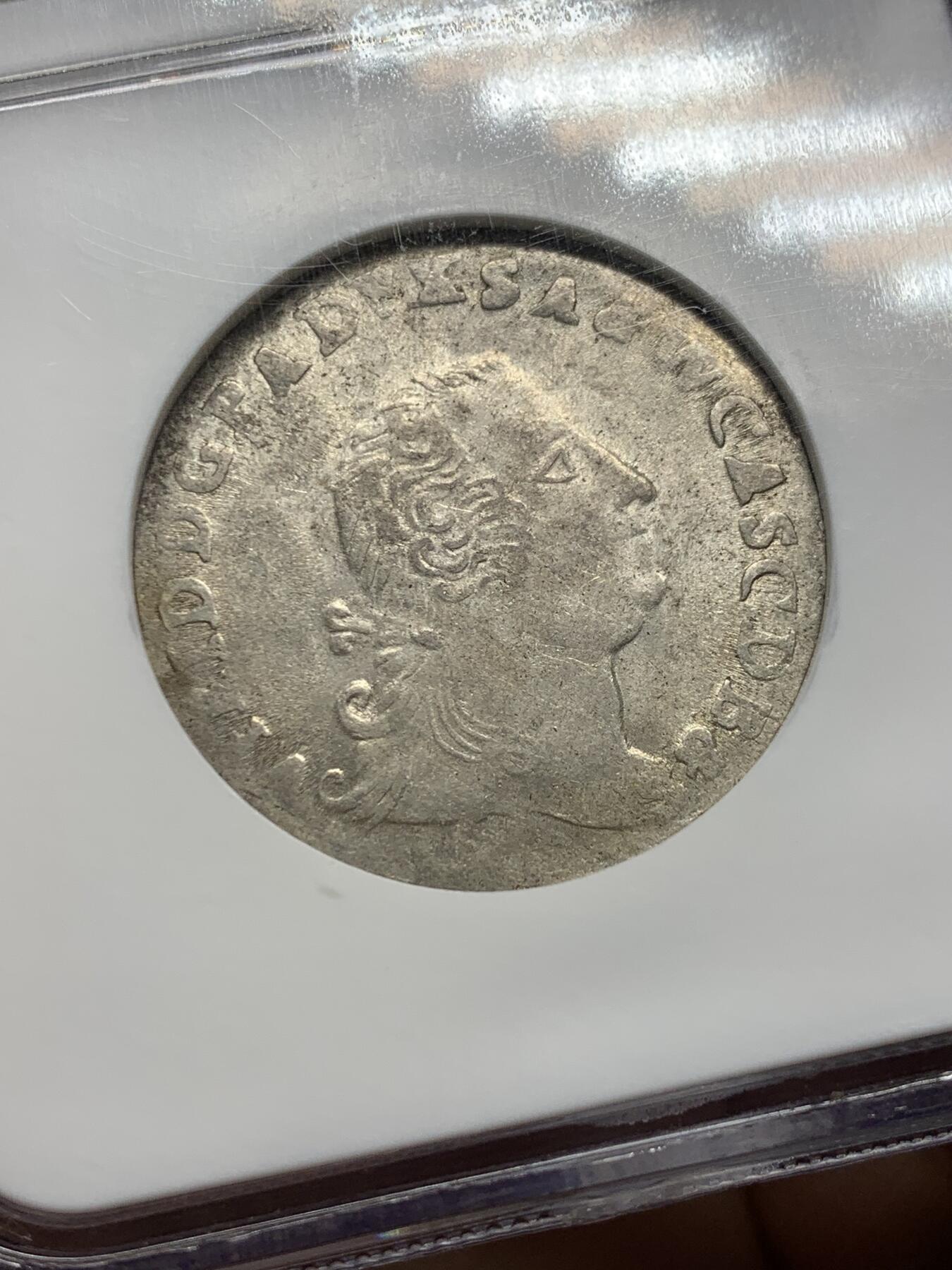 《竞宝斋》第341场 周日，周一，2场连拍 （全场包邮） NGC AU55 德国1758年安哈特8格鲁申