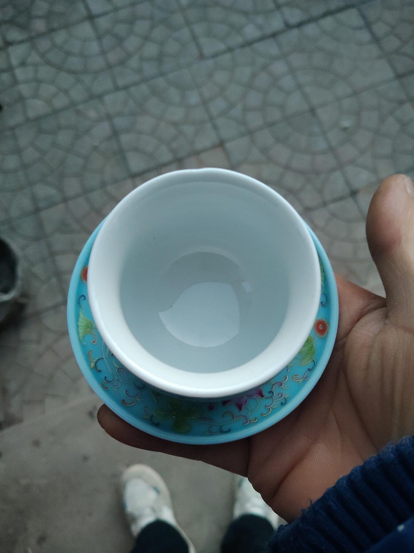 瓷器茶具专场 蓝珐琅彩杯托一套