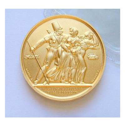 法国纪念1814年 拿破仑战争+雄鹰高浮雕精制大镀金章 40MM - 法国纪念1814年 拿破仑战争+雄鹰高浮雕精制大镀金章 40MM