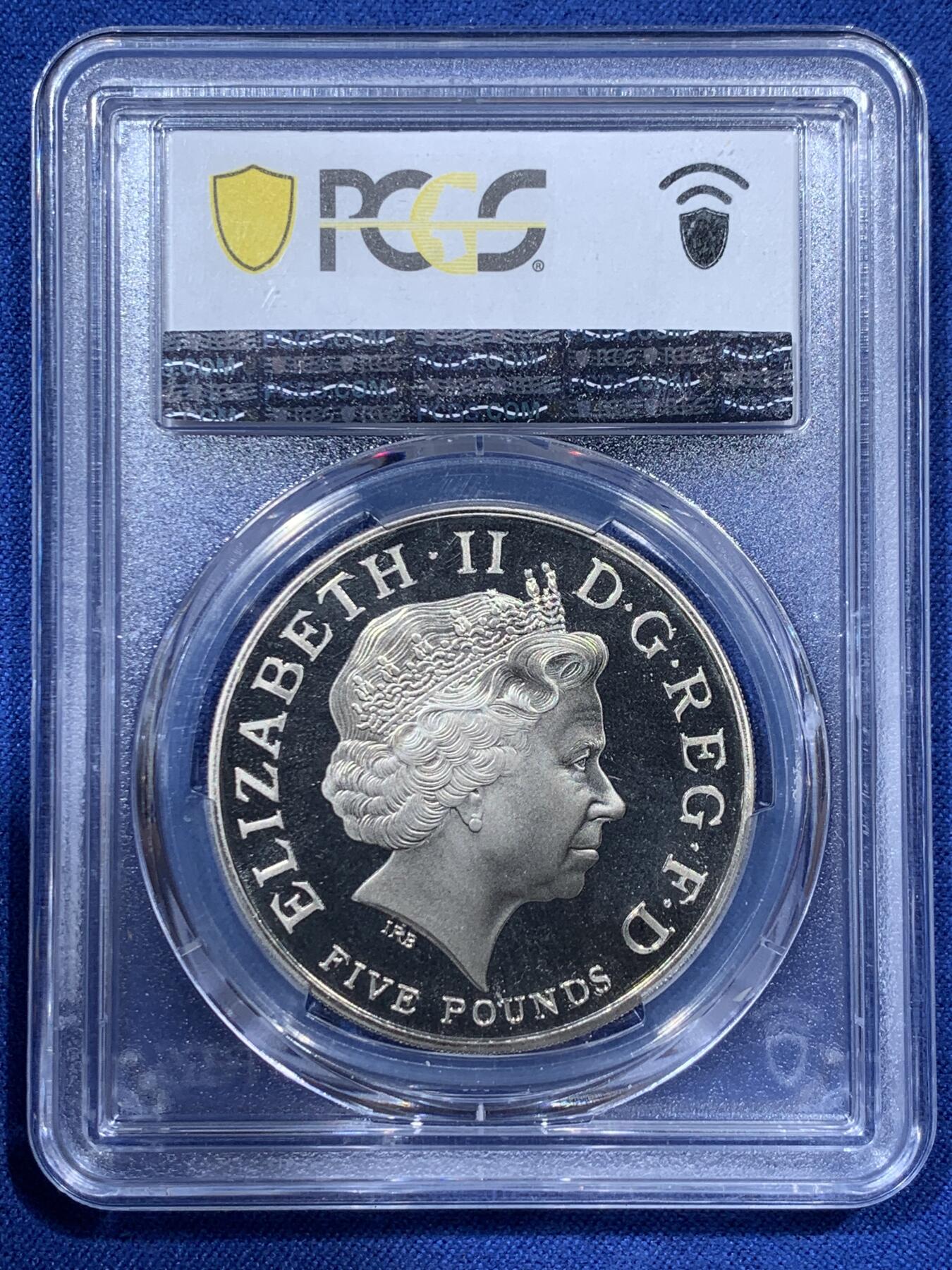 《竞宝斋》第341场 周日，周一，2场连拍 （全场包邮） PCGS PR68DCAM 英国2005年特拉法加战役200周年5磅纪念币 亚军分