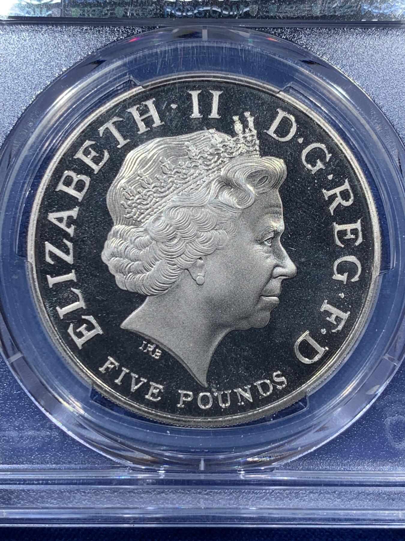 《竞宝斋》第341场 周日，周一，2场连拍 （全场包邮） PCGS PR68DCAM 英国2005年特拉法加战役200周年5磅纪念币 亚军分
