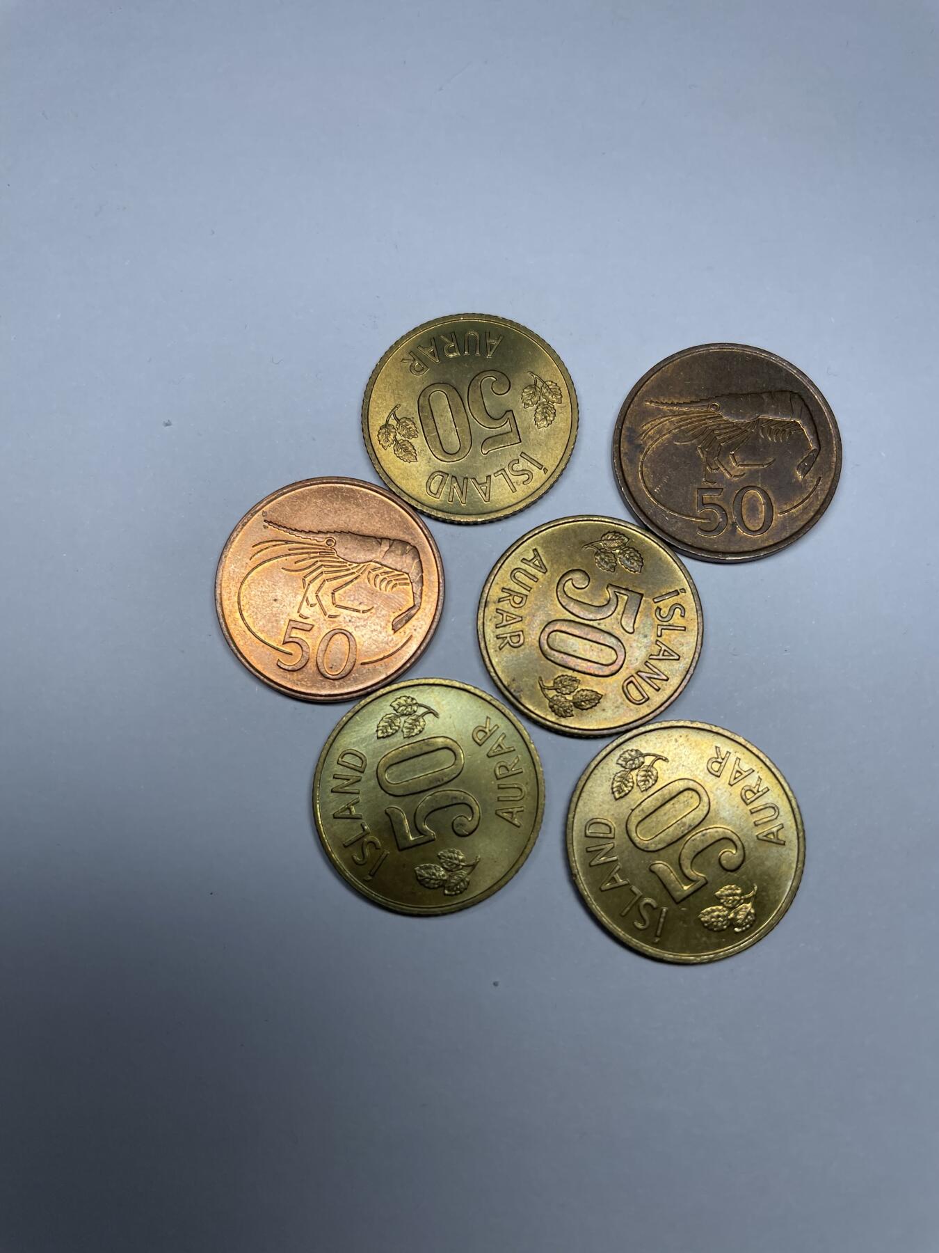 每日一拍，2024年集古藏今外币拍卖第十九期-第8场—（总第188拍），可以寄存60天，满160元包邮。 冰岛50奥拉6枚
