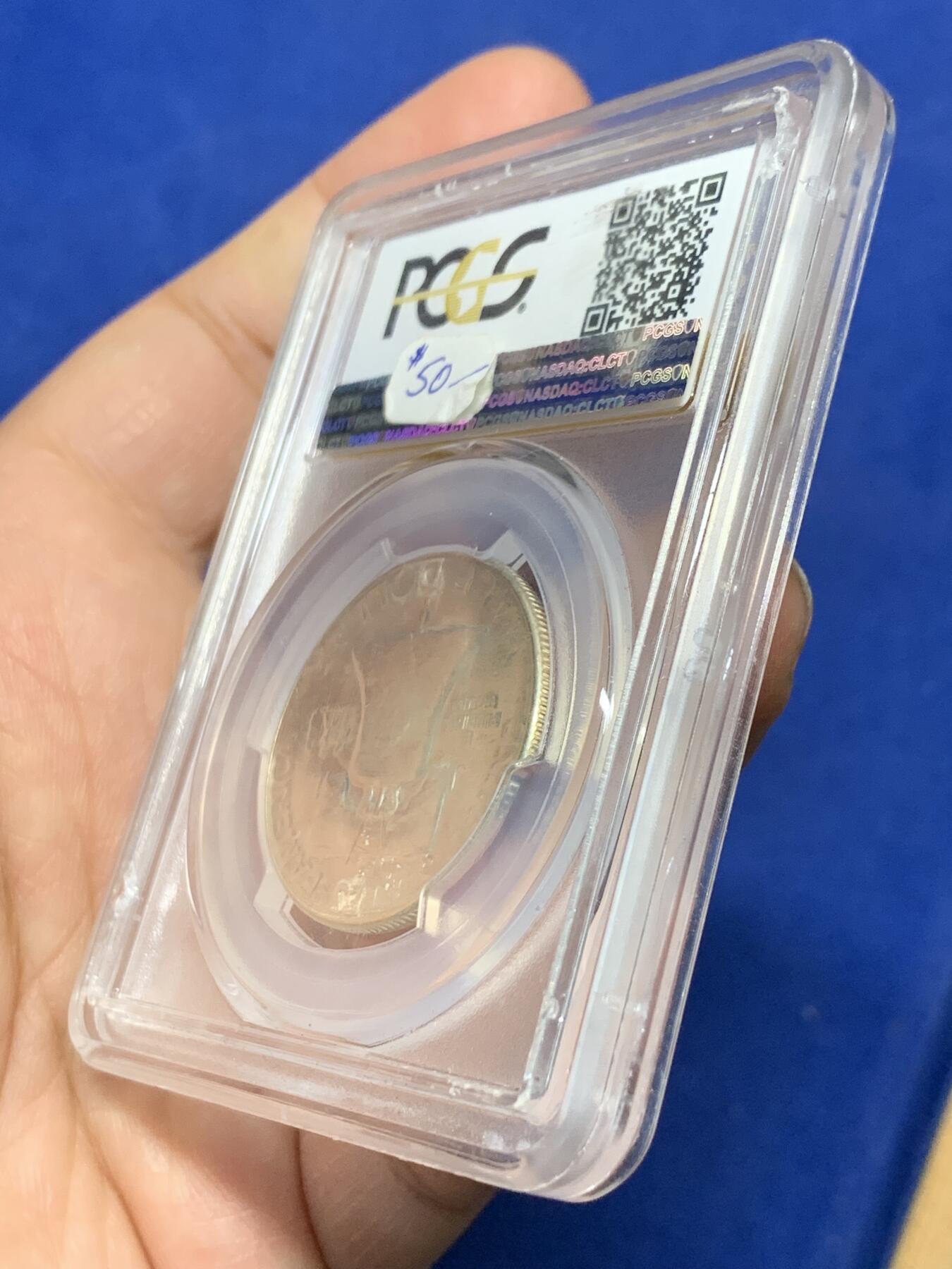 《竞宝斋》第341场 周日，周一，2场连拍 （全场包邮） PCGS MS64 美国1954年富兰克林半美元 细节见图