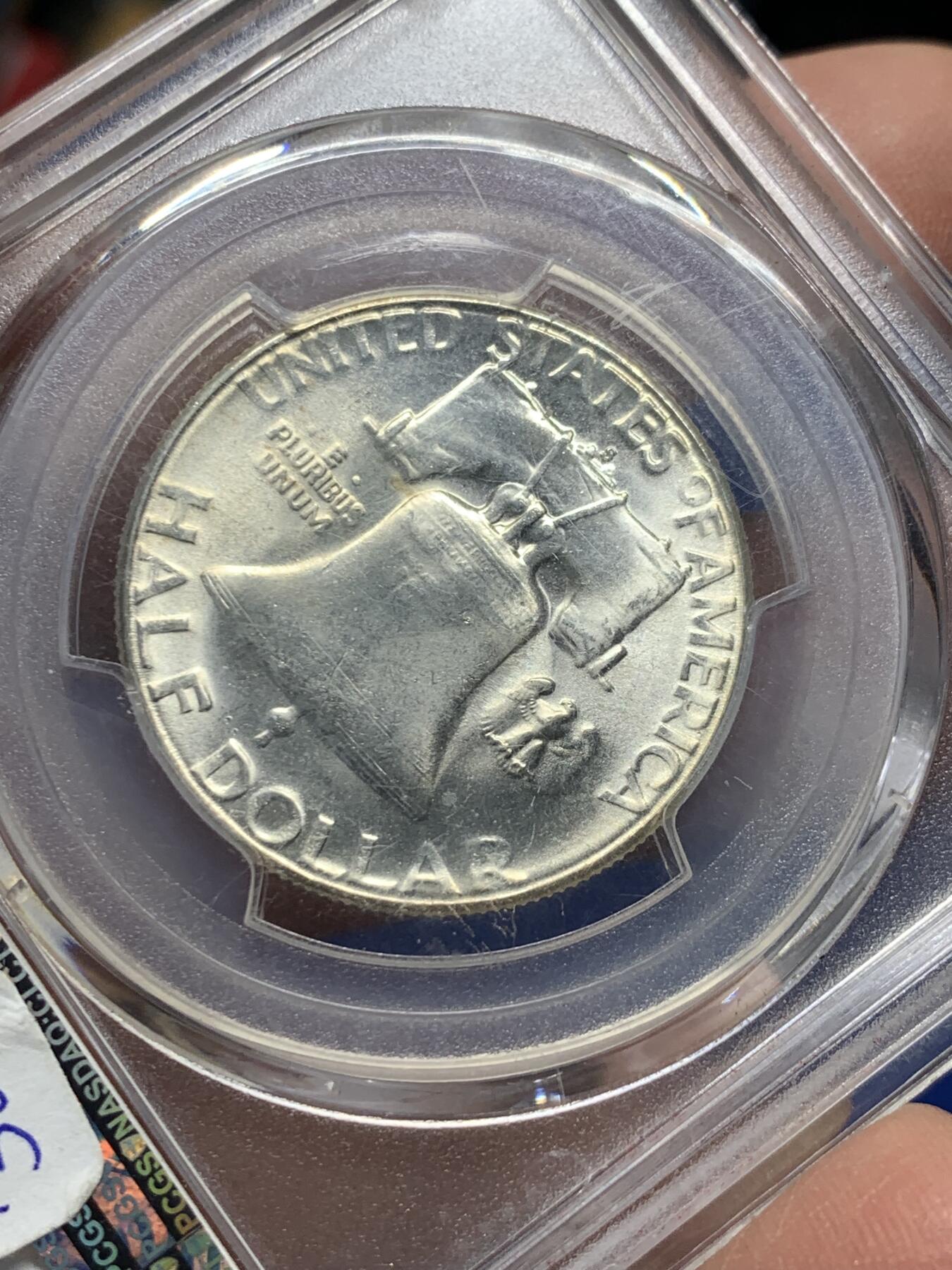 《竞宝斋》第341场 周日，周一，2场连拍 （全场包邮） PCGS MS64 美国1954年富兰克林半美元 细节见图