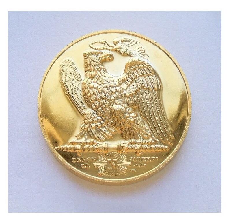 法国纪念1804年拿破仑登基+雄鹰高浮雕精制大镀金章 40MM