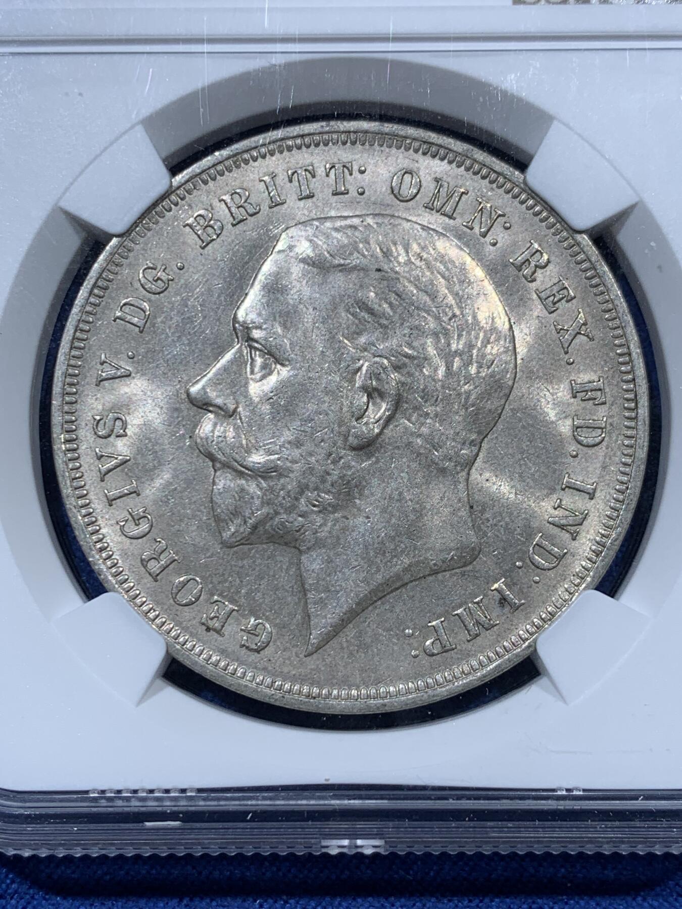 《竞宝斋》第341场 周日，周一，2场连拍 （全场包邮） NGC MS63 英国1935年乔治五世克朗大银币，原光好品
