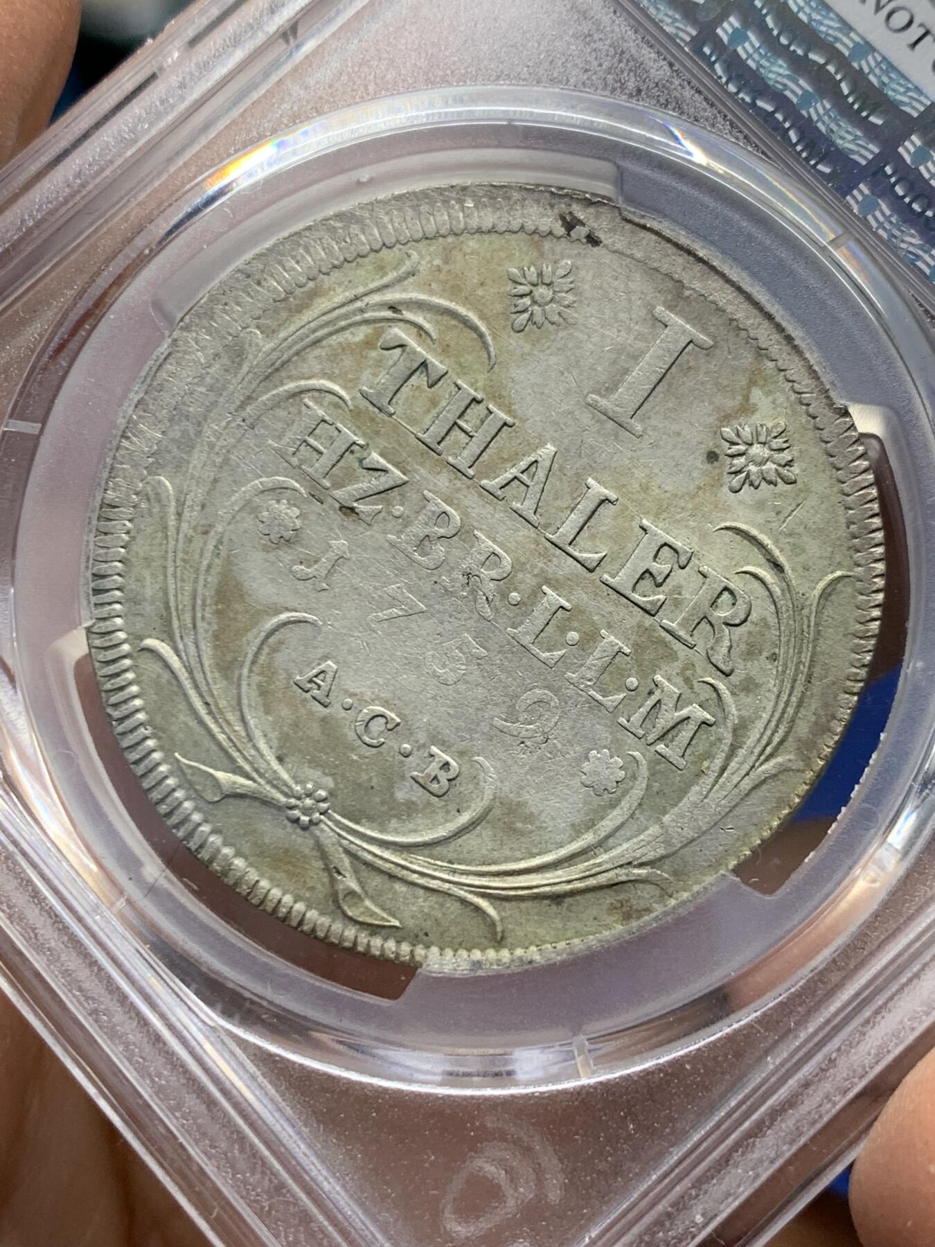 《竞宝斋》第341场 周日，周一，2场连拍 （全场包邮） NGC XF 德国1759年布伦瑞克狼堡泰勒 少见德国早期大银币