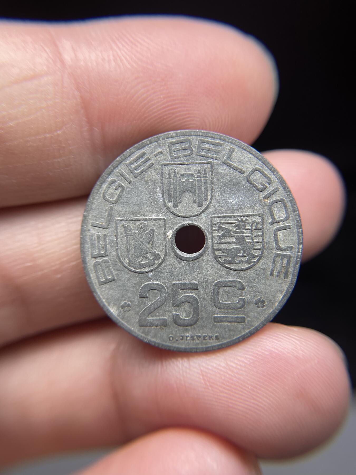 每日一拍，2024年集古藏今外币拍卖第十九期-第8场—（总第188拍），可以寄存60天，满160元包邮。 1943年比利时25分