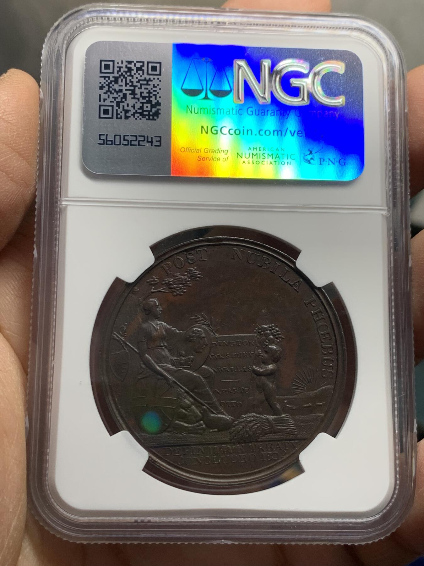《竞宝斋》第341场 周日，周一，2场连拍 （全场包邮） NGC MS62 英国1802年亚眠和约签署纪念铜章