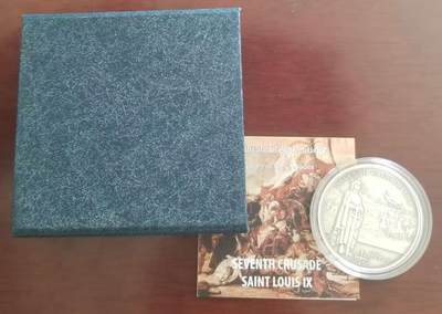 【币将精彩】世界钱币拍卖（2025-11-5） - 库克2015年十字军系列第七次东征战役纪念银币  25克仿古工艺，发行1000枚，带证书包装。