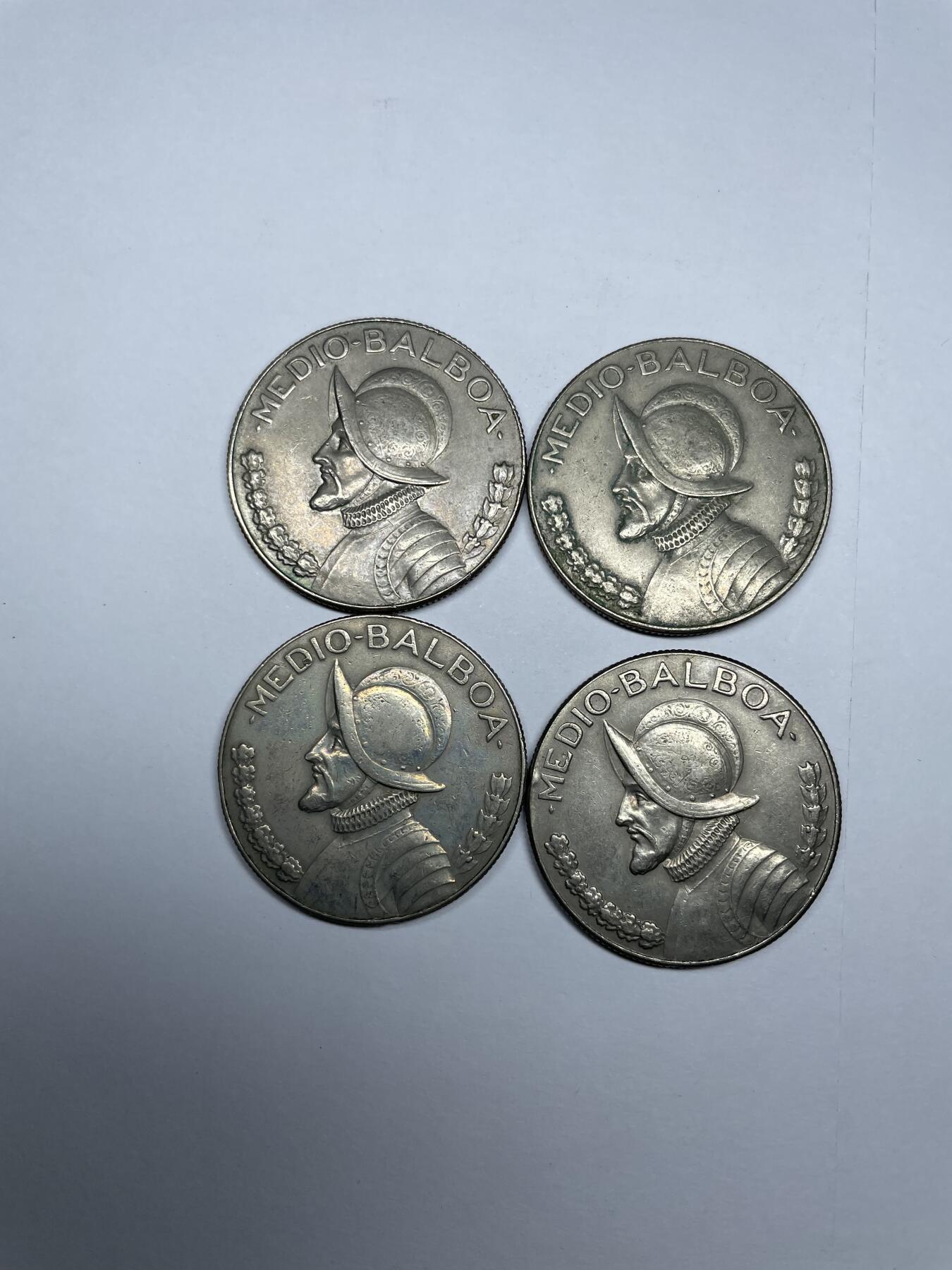 每日一拍，2024年集古藏今外币拍卖第十九期-第8场—（总第188拍），可以寄存60天，满160元包邮。 4个不同年份巴拿马1/2巴波亚
