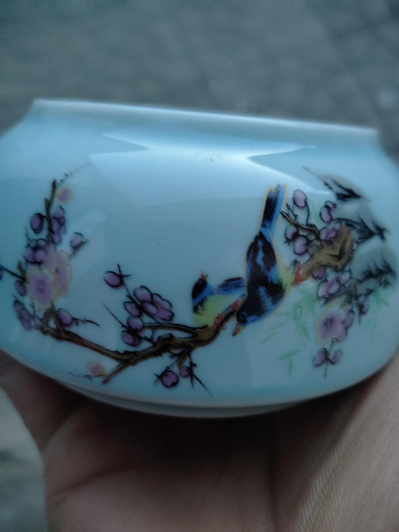 瓷器茶具专场 陶瓷影青釉粉彩喜上眉梢茶叶罐