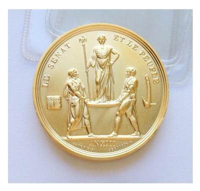 法国纪念1804年拿破仑登基+雄鹰高浮雕精制大镀金章 40MM - 法国纪念1804年拿破仑登基+雄鹰高浮雕精制大镀金章 40MM