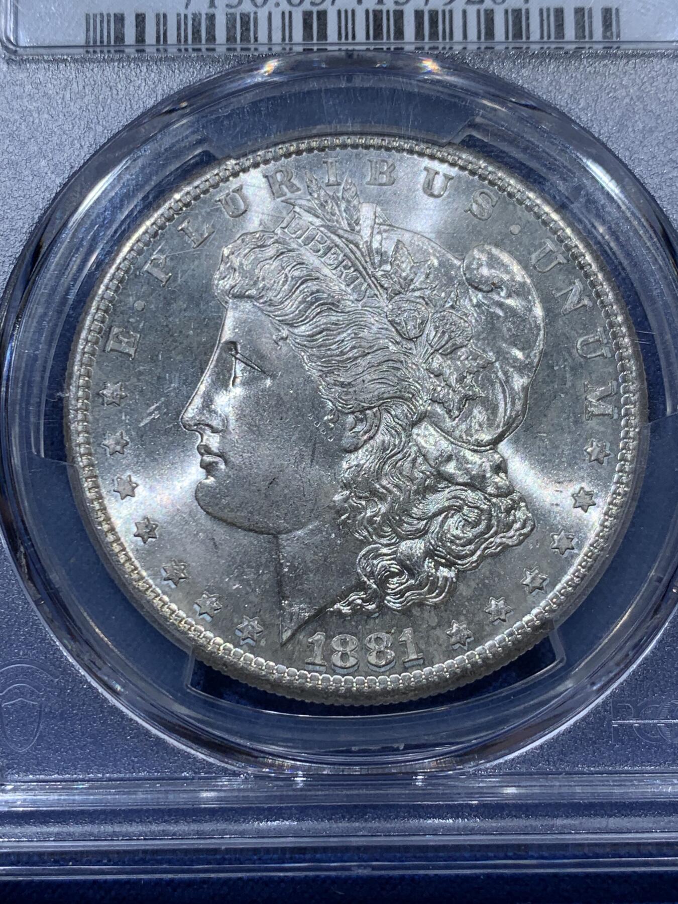 《竞宝斋》第341场 周日，周一，2场连拍 （全场包邮） PCGS MS65 美国1881-S摩根壹圆银币