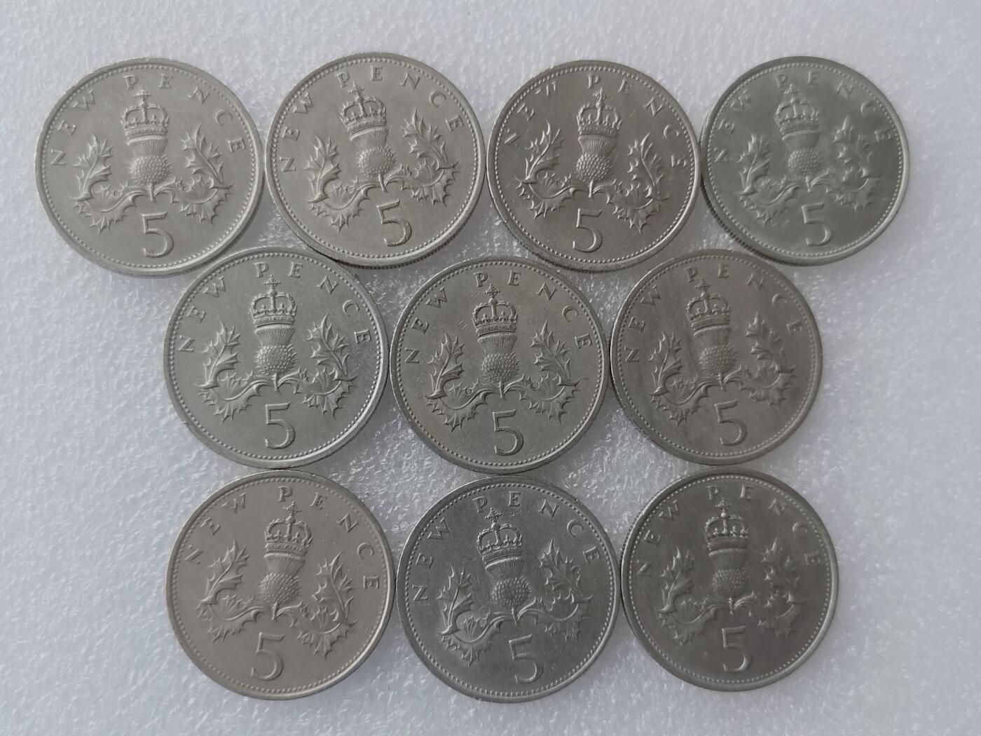 第一海外回流一元起拍收藏 散集专场. 第156期 英国5便士 大版 10枚