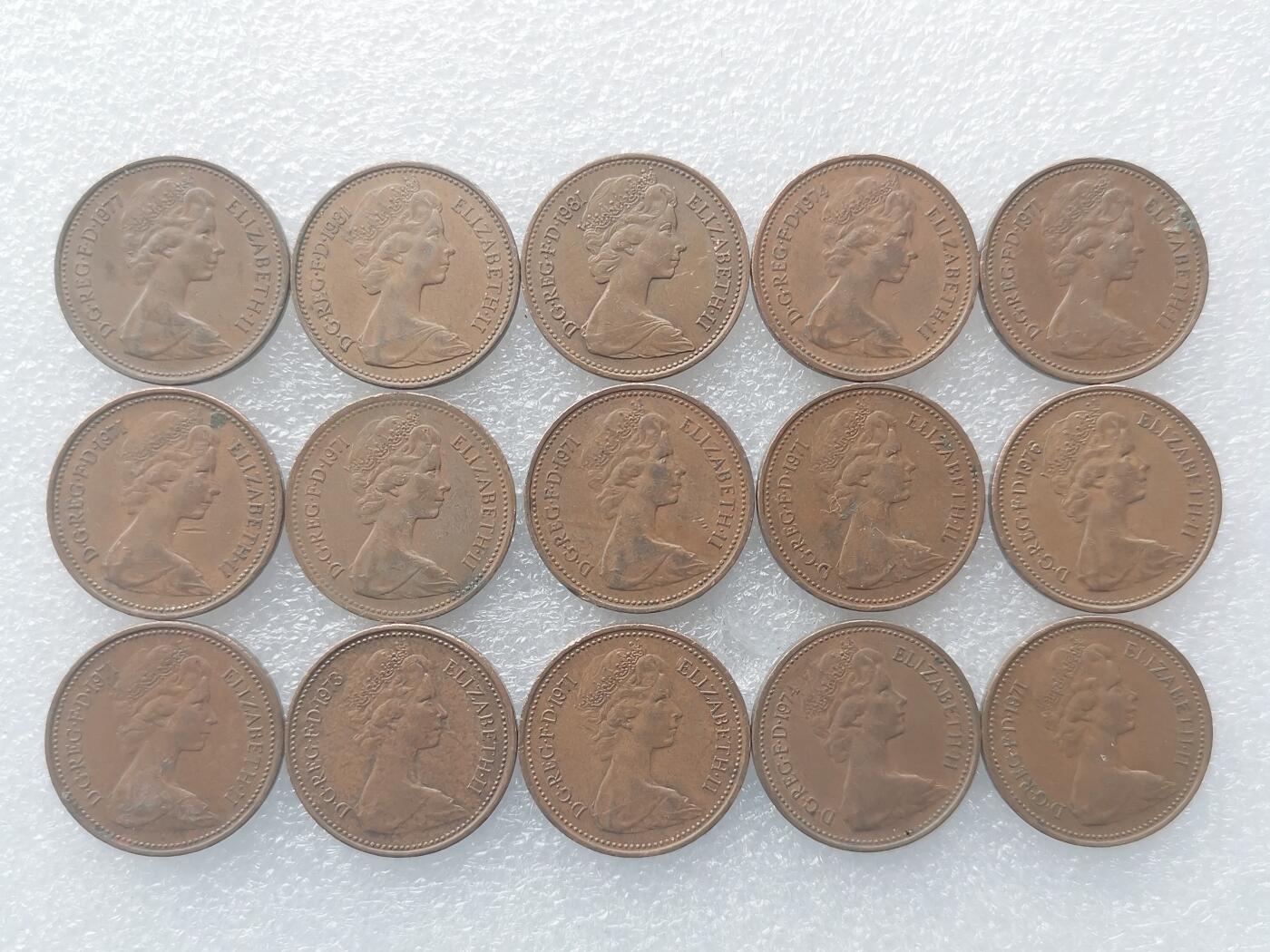 第一海外回流一元起拍收藏 散集专场. 第156期 英国70年代1便士铜币 花冠女王版 15枚