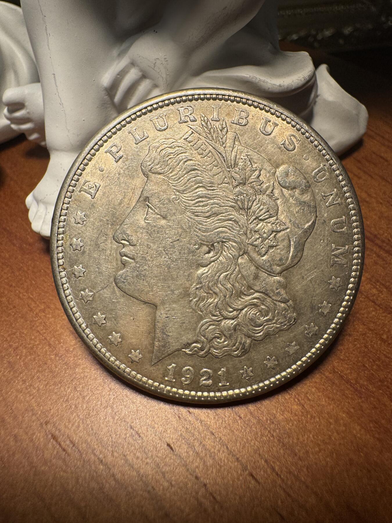 “一元初始，万象更新”新年新铺开张 全场免押0佣金 1921年摩根，S版，细节很好，转光强烈，淡金色包浆