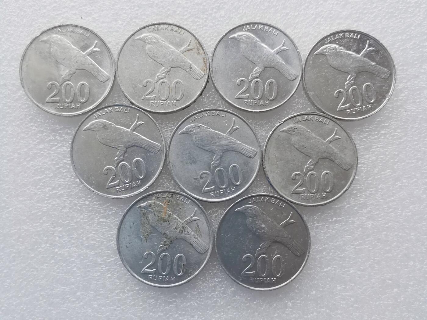 第一海外回流一元起拍收藏 散集专场. 第156期 印度尼西亚200卢比铝币 9枚