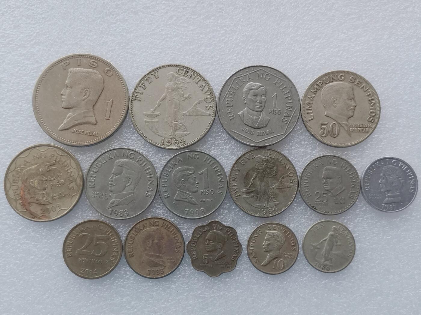 第一海外回流一元起拍收藏 散集专场. 第156期 菲律宾硬币15枚 无重复