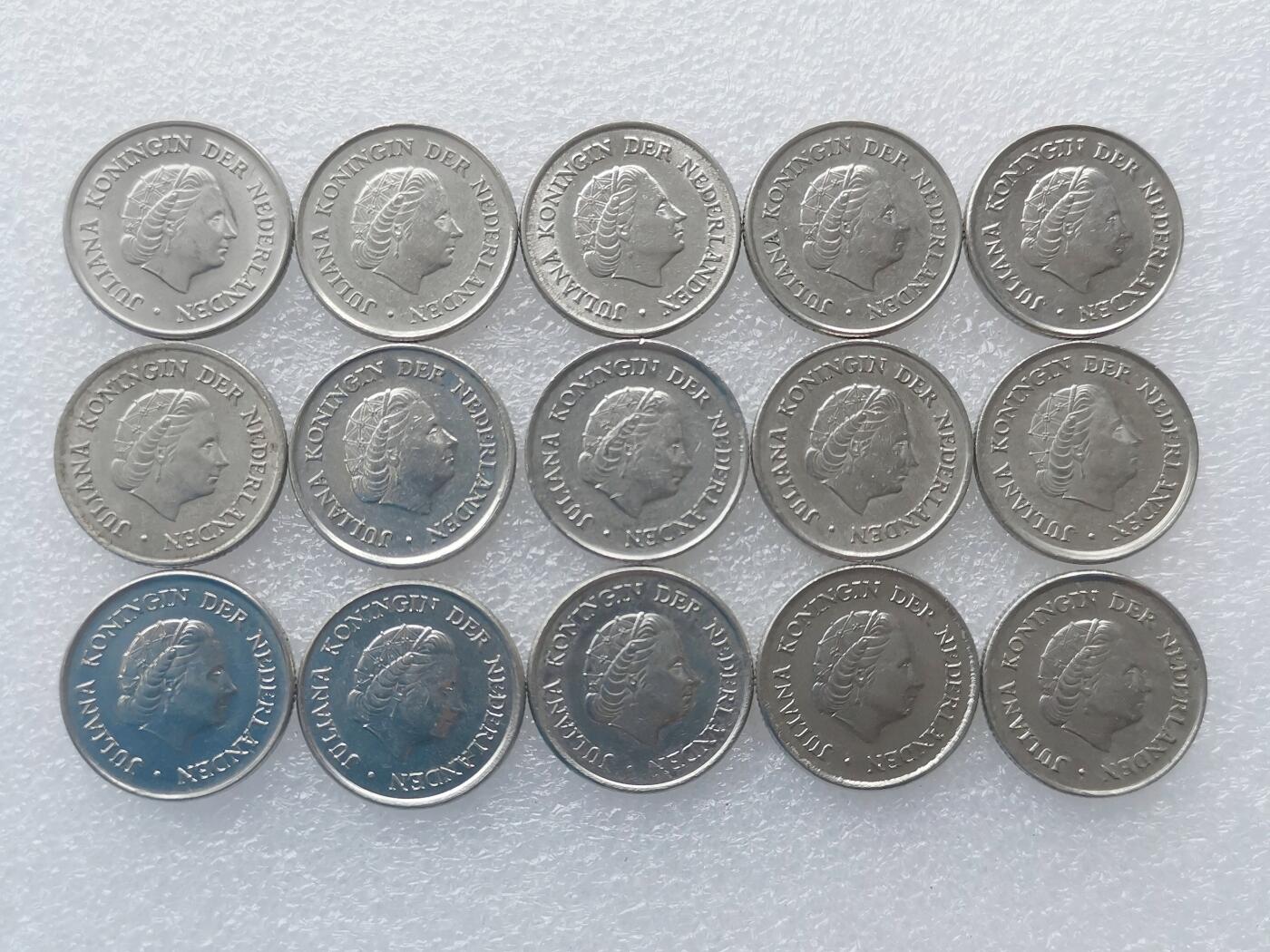 第一海外回流一元起拍收藏 散集专场. 第156期 荷兰朱丽安娜25分硬币 15枚