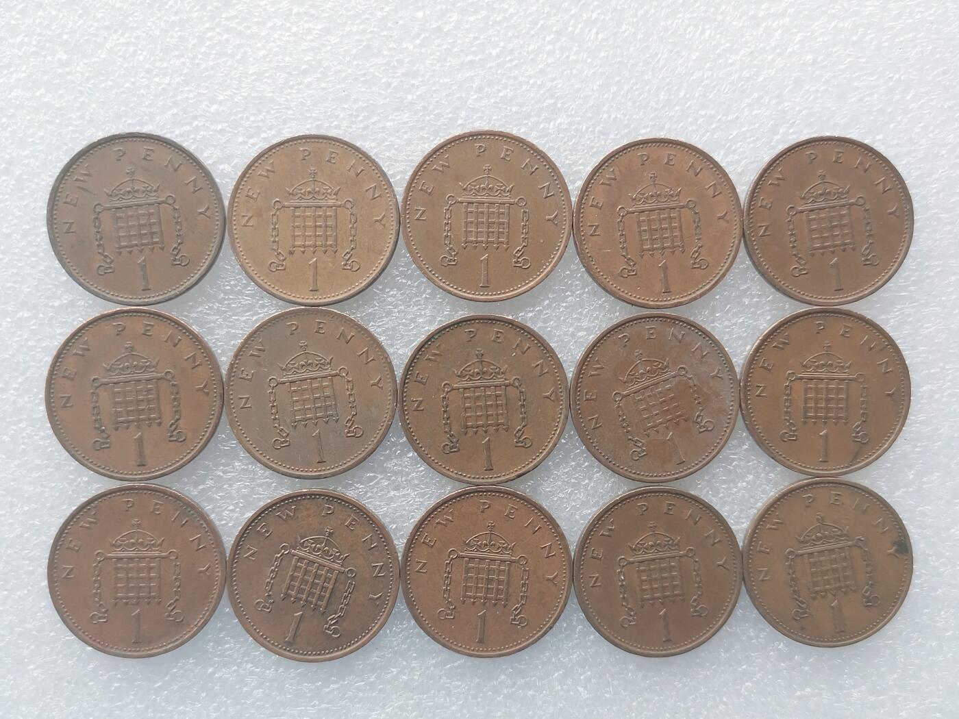 第一海外回流一元起拍收藏 散集专场. 第156期 英国70年代1便士铜币 花冠女王版 15枚