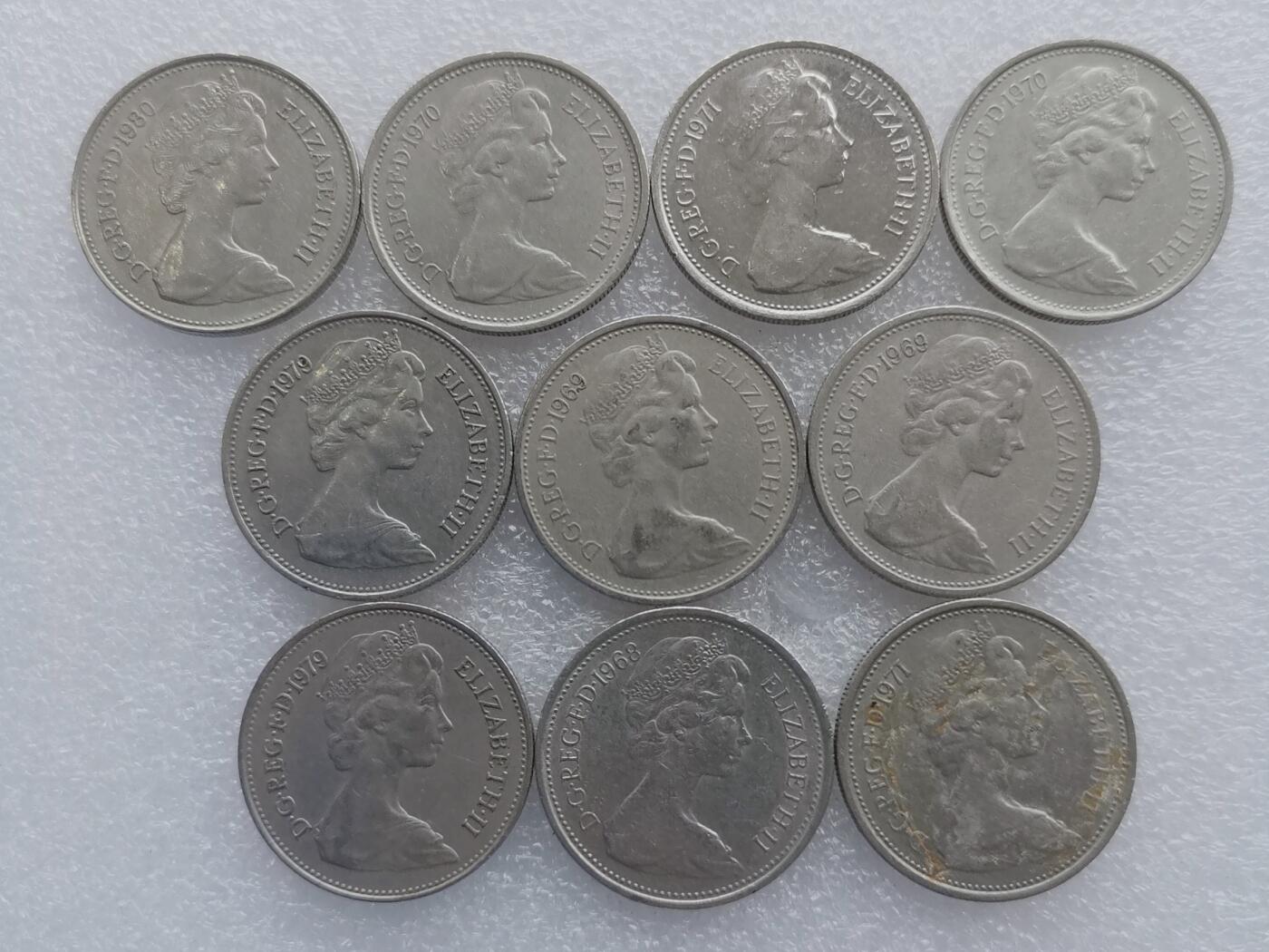 第一海外回流一元起拍收藏 散集专场. 第156期 英国5便士 大版 10枚