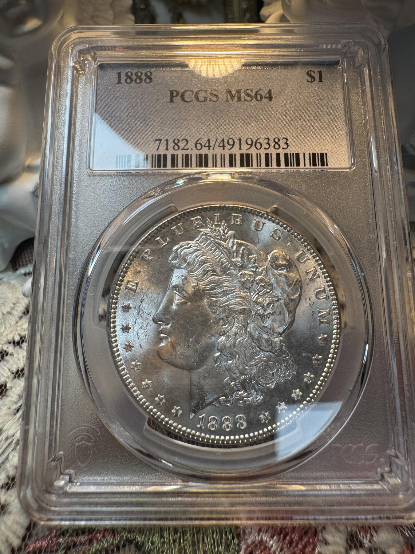 “一元初始，万象更新”新年新铺开张 全场免押0佣金 PCGS MS64 1888年摩根，吉祥年份，超强转光