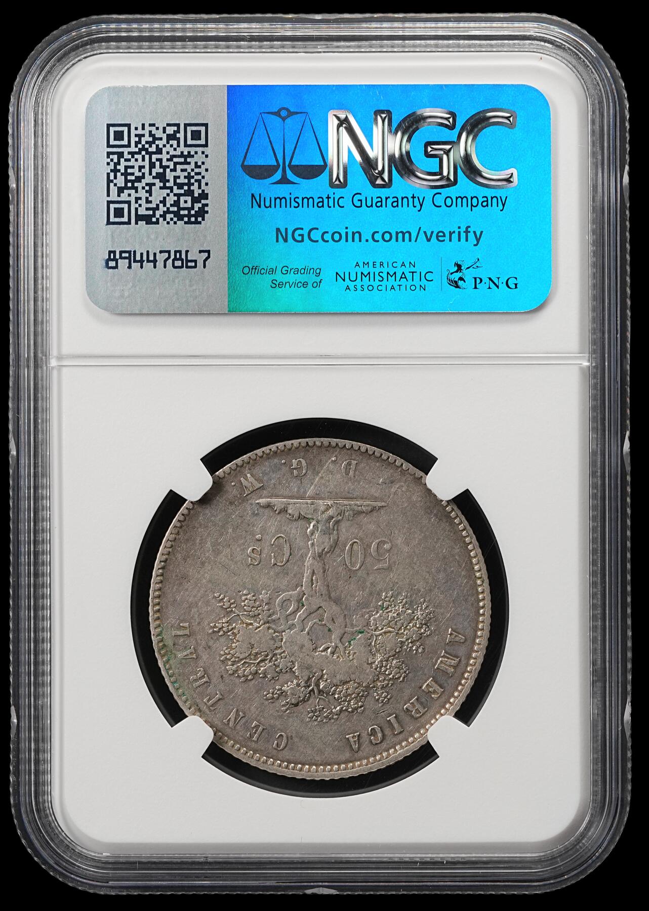 修遠堂世界钱币第五十二期 全场包邮 NGC XFD 1875年哥斯达黎加50分银币 仅仅铸造了6.9万枚 存世少见 轻微老洗